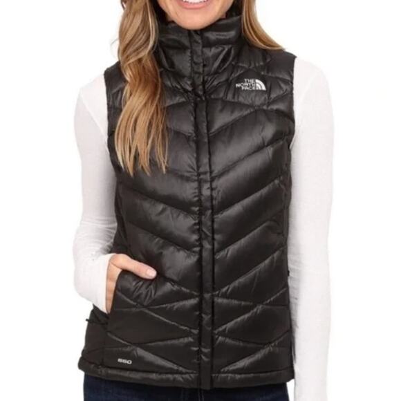 The North Face Puffer Vest Women's Medium 550 Goose Down Black Quilted - Picture 1 of 11